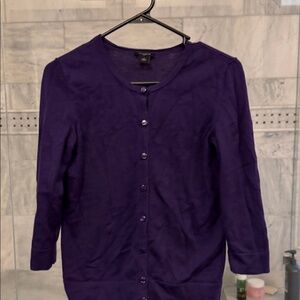 Ann Taylor Factory Purple Button-Front Cardigan